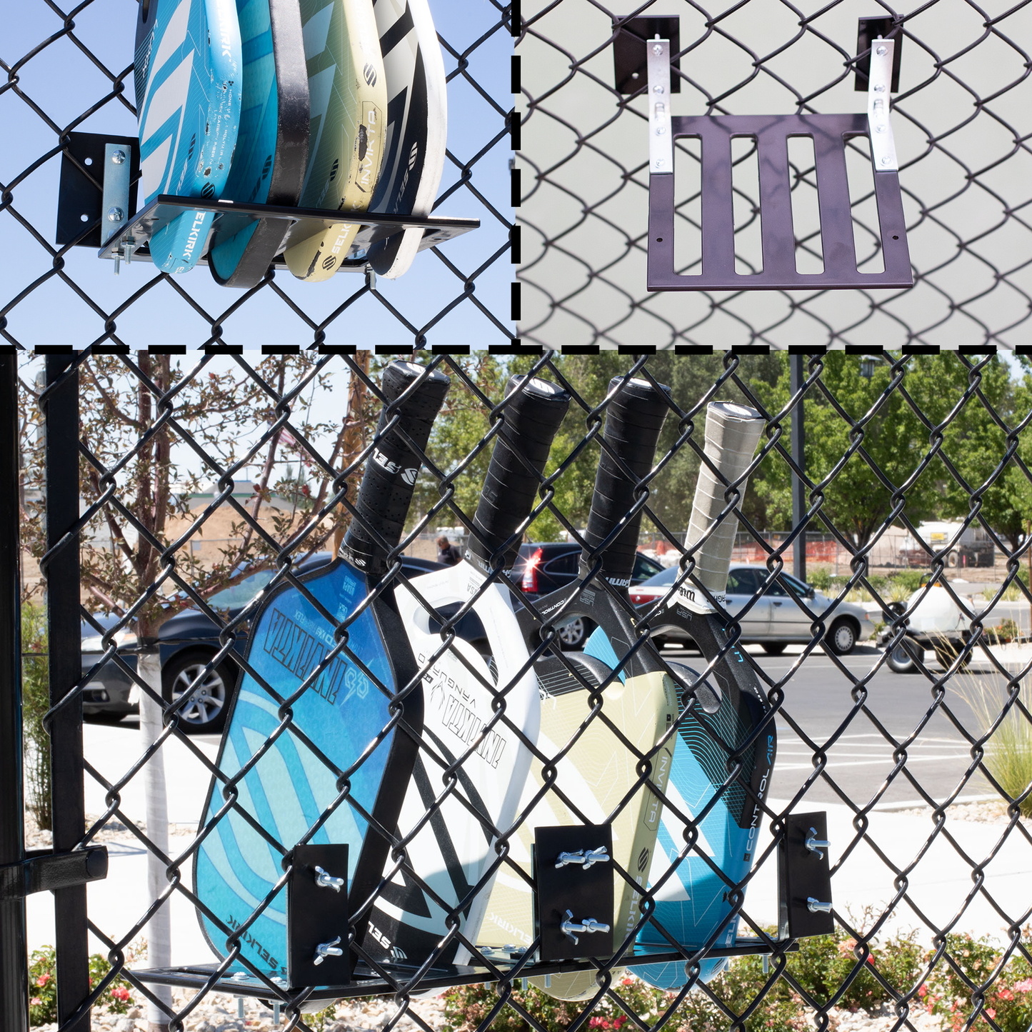 Pickleball Paddle Rack – Holds 4 Paddles – Easily Extendable – Heavy-Duty Material with Weather