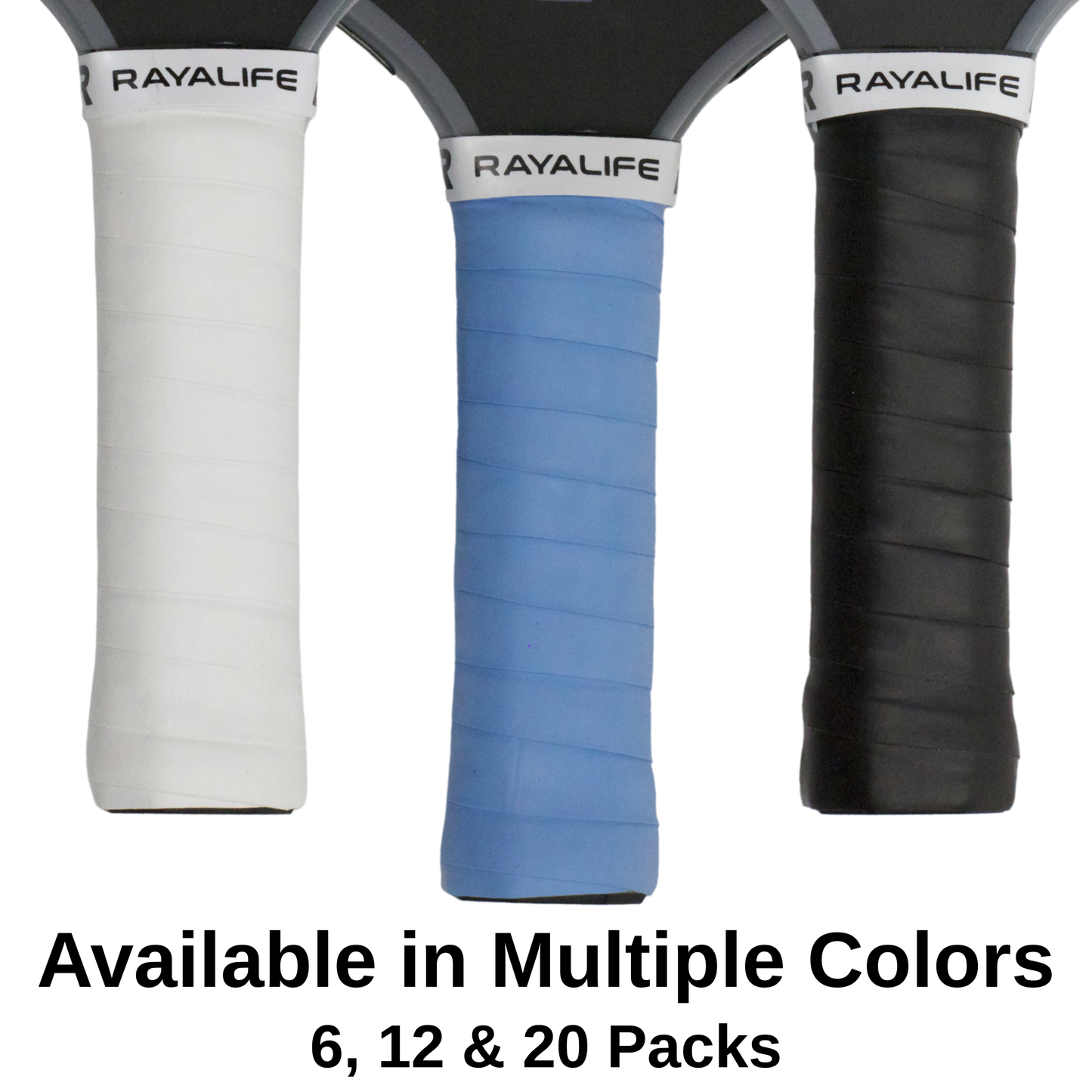 Pickleball Paddle Overgrip – Ultra-Tacky Triple-Layer Sweat Absorbent Grip Tape – Non-Slip 0.60mm High-Feel Tape for Tennis & Pickleball – 6, 12, or 20 Pack