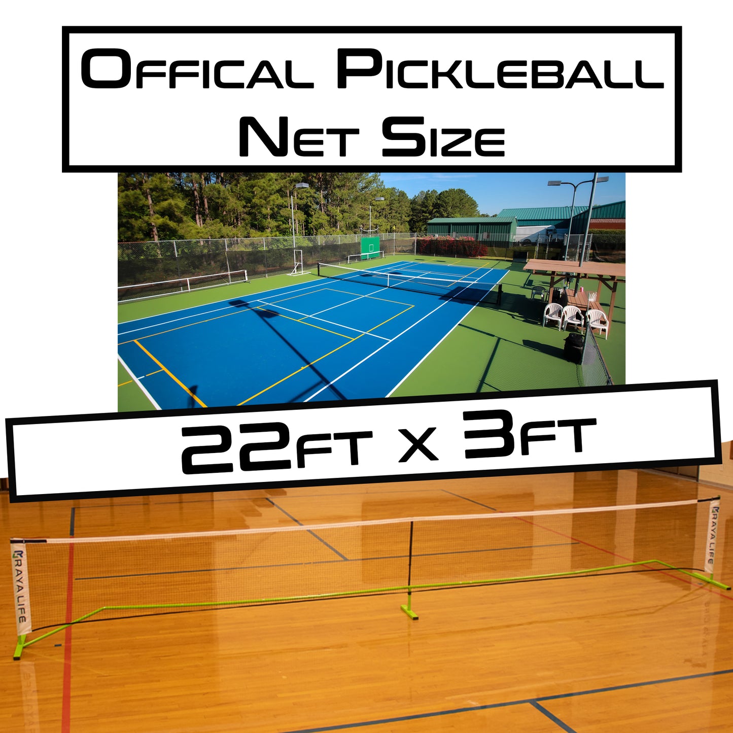 Pickleball & Badminton Net Official Length 22ft x 3ft  – Portable Indoor & Outdoor Multi-Sport Net – Weatherproof, Durable, Easy Assembly…